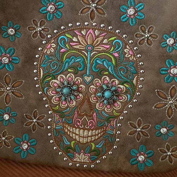 Brand new all suede leather day of the dead bag - Picture 2 of 10